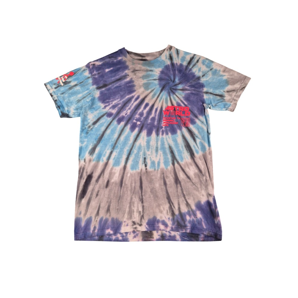 Travis Scott Astroworld Festival 2019 Tie Dye T-Shirt Blue Purple Mens Medium